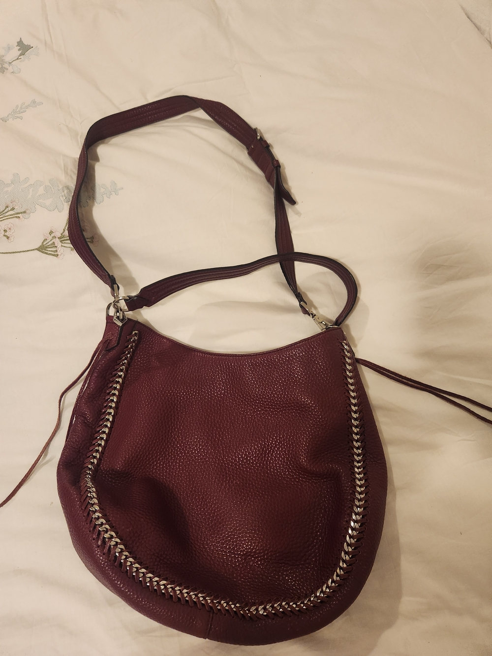 Rebecca Minkoff Burgundy Pebbled Leather Shoulder Hobo